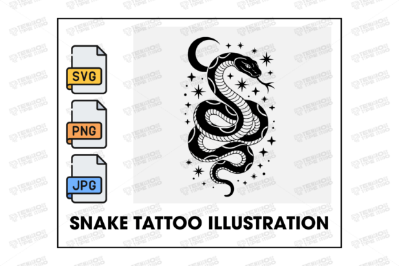 Download Snake Celestial Tattoo Illustration - Snake Collection