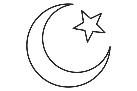 Download Crescent and Star Linear Icon. Arabic Cu - Linear Collection