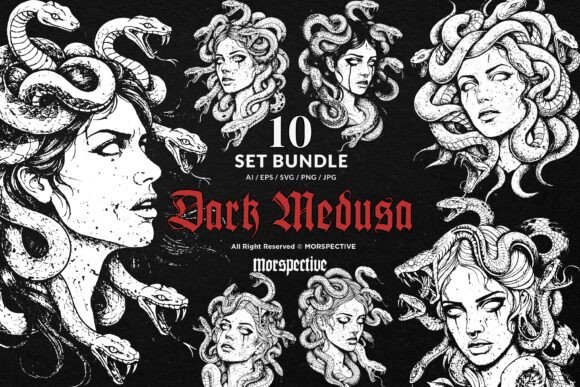 Download 10 Bundle Dark Art Medusa Women Snake - Premium Resources
