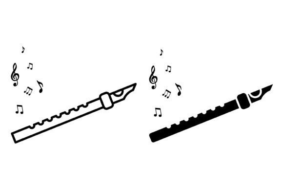 Download Linear Icon. Wooden Flute Plays a Melody - Linear Collection